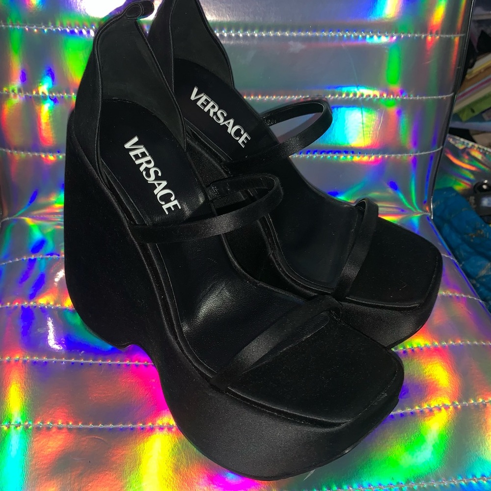 Versace Triplatform strappy 160mm sandals MISSING STRAPS AND LOGO CHARM size 8.5